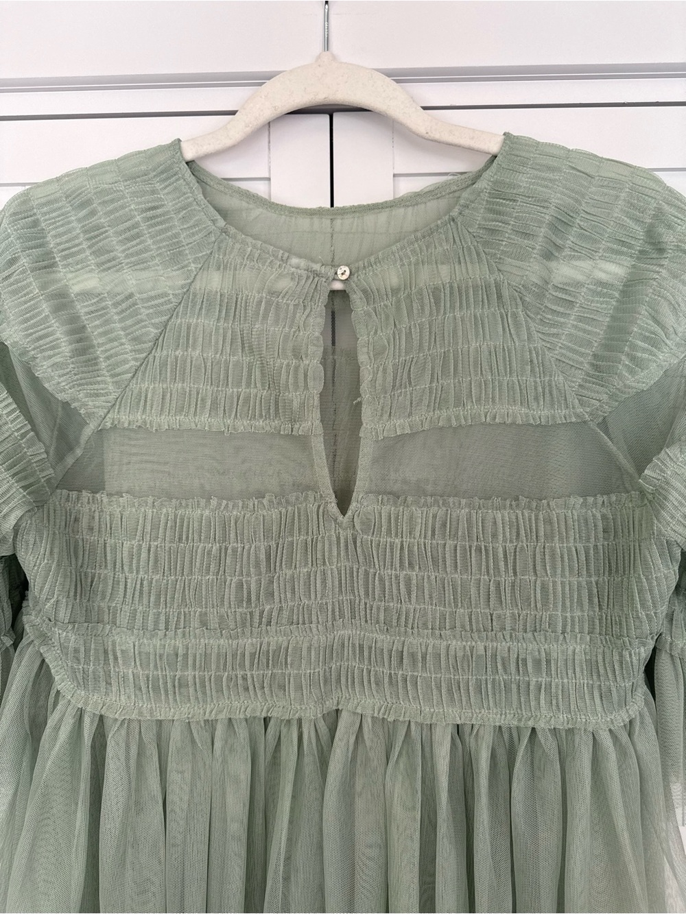 Zara Women’s Sheer Tulle Mint Sea foam Green Ruffled Peplum Babydoll Top - Picture 15 of 15